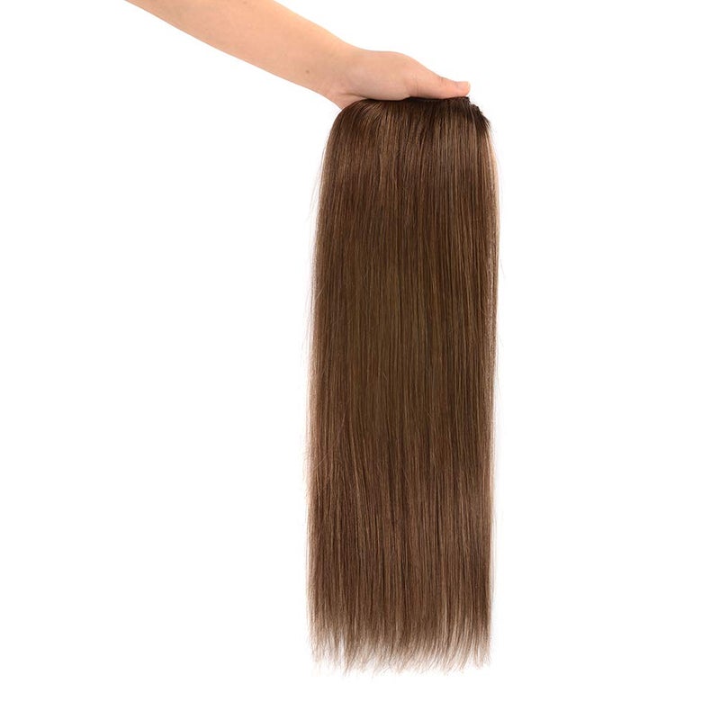 Winsky 20" Clip in Hair Extensions Remy Human Hair for Women - Silky Straight Long Human Hair Clip on Extensions 75grams 4pieces Ash Brown Color - Image 5